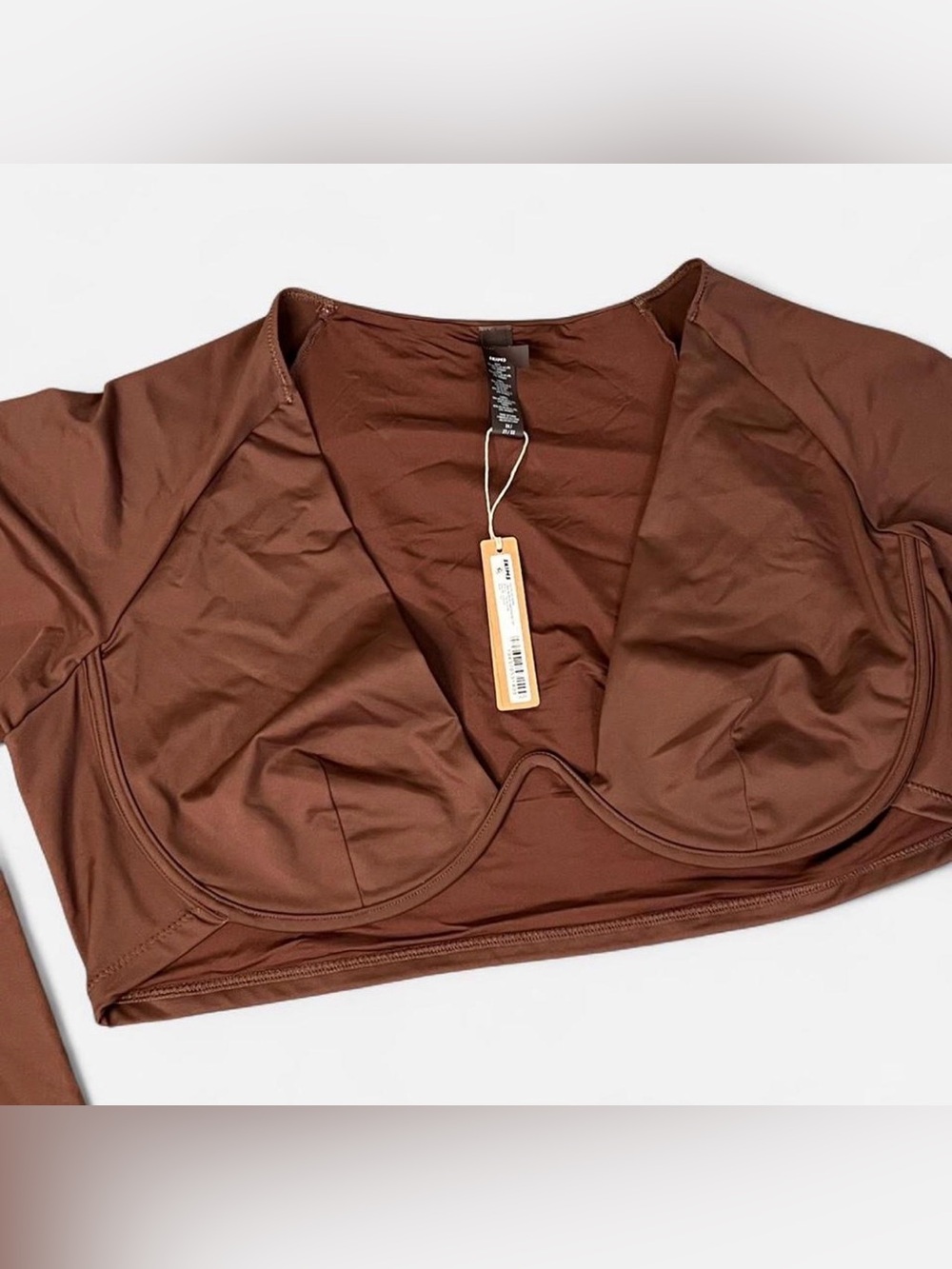 NWT Skims Recycled Swim Underwire Top Women Cocoa Stretch Long Sleeve 3XL - Picture 3 of 9